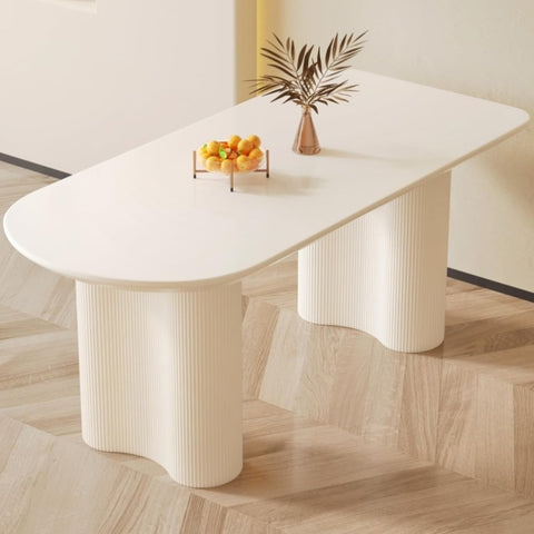 ZUN 63 "Modern Fashion MDF New Cream Style Dining Table and Irregular Side 4-8 Person Dining 58114599