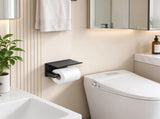 Toilet Paper with Shelf, Fits Mega Rolls, Rustproof Stainless Steel Wall-Mounted Tissue 90879482