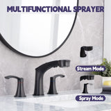 Widespread Pull Out Sprayer Bathroom Faucet, 2-handle Bathroom Sink Faucet W1224P185045