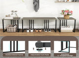 4-Piece Dining Table Set with Bench & 2 Stools, Space-Saving Nested Design, Oak 49005212