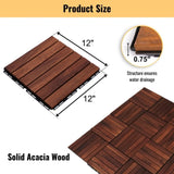 30 PCS Interlocking Deck Tiles Striped Pattern, 12" x 12" Square Acacia Hardwood Outdoor Flooring W2391P276690