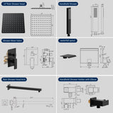 Male NPT Shower Faucet Set, Waterfall Shower System for Bathroom, High Pressure 10" Rain Shower Head T3177P277541