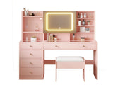 LED Tri-Color Lighting Dressing Table Set Particleboard Textured Melamine Finish Dressing Table 46574011