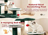 Christmas Themed Cat Tree, 50" Multi-Level Cat Tower with 2 Cozy Plush Condos, Natural Sisal 21830212