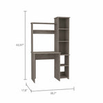 ZUN Light Grey 6-Shelf Writing Desk with Built-in Bookcase B06280291