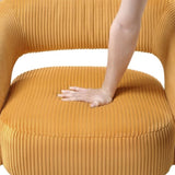 Modern Luxurious Swivel Accent Chair Yellow Soft Corduroy Upholstery Plush Seating Solid Wood B011P256233