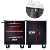 ZUN 4 Drawers Multifunctional Tool Cart with Wheels,Metal Rolling Tool Cart Storage for Garage Workshop W1102P245246