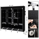 ZUN 67" Clothes Closet Portable Wardrobe Clothes Storage Rack 12 Shelves 4 Side Pockets Black 90329775