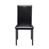 2pc Writing Desk and Chair Set Black Finish Metal Frame Faux Leather Upholstery Small Space B011P264610