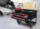 3 DRAWERS MULTIFUNCTIONAL TOOL CART WITH WHEELS AND WOODEN TOP 45204202