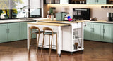 ZUN K&K 47 inch Kitchen Island with Extendable Dining Table, Rubber Wood Veneer Kitchen Table with N707P215327W