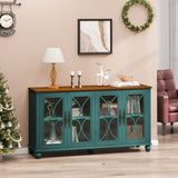 Elegant European Antique Style 4-Door Cabinet with Tempered Glass Doors,for Dining Room,Living W757P232700