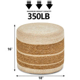 Round Pouf Ottoman Natural Seagrass Pouf Footrest, Foot Stool for Bedroom Living Room Accent 50945176