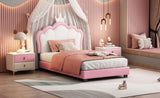 Twin size Upholstered Princess Bed With Crown Headboard,Twin Size Platform Bed with Headboard and N733P180807H