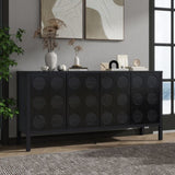 Stylish Storage Cabinet Sideboard Wooden Cabinet with Unique Geometric Circle Door Design,Suitable W2696P256250