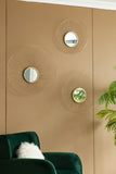 ZUN Set of 3 Wall Mirror Abstract designed Wall mirrors with Gold Frame for Home & Office,Top of W2078124330