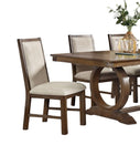 ZUN Transitional Style 2pcs Side Chairs Rustic Oak Solid wood Beige Fabric Dining Room Furniture Chair B011P197294