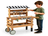 2-in-1 Wooden Kids Tool Bench & Rolling Cart Pretend Play Workshop Toy for Toddlers Age 3 72208731
