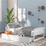 Twin size platform bed, with two drawers, white WF195910AAK