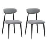 Modern Dining Chairs Set of 2, Curved Backrest Round Upholstered and Metal Frame, Grey W876110768