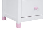 ZUN Wooden Nightstand with Two Drawers for Kids,End Table for Bedroom,White+Pink WF297965AAH