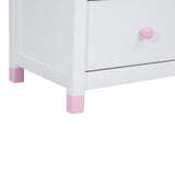 ZUN Wooden Nightstand with Two Drawers for Kids,End Table for Bedroom,White+Pink 48834881