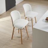Tomlin Bentwood Upholstered Swivel Counter Stool Set of 2 Off White Boucle B2719P328583