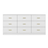 Modern White 9-Drawer Dresser for Bedroom - Ample Storage Wide Chest of Drawers, Sturdy & Safe W1785P324461