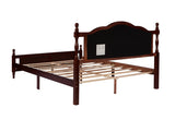 Queen Pine wooden Bed with Upholstered Headboard Panel Footboard, with Two Bed Rail Support Feet W504P181801
