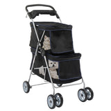 ZUN Pet Stroller for 2 Dogs and Cats, Double 4 Wheel Cat Pet Carriers Bag Jogger for Small Medium Pets, 11499507