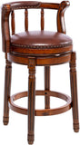Seat Height 26'' swivel Cow top Leather Wooden Bar Stools 360 Degree Swivel Bar Height Chair with W2195135476
