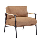 27.56" Modern Accent Chair with Plush Cushions, Minimalist Metal Frame, and Wooden Armrest Design N767P215306C