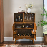 31.5" Liquor Cabinet with Wine Glass Holder & Wine Rack & Adjustable Shelf, Wine Cabinet, Kitchen W1801P195634