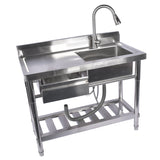 Stainless Steel Kitchen Sink Commercial Freestanding Utility Sink with Drawer and Pull-Out Faucet 58089509
