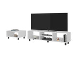 Carter 2 Piece Living Room Set, Streamlined with TV Stand and Coffee Table, White B097P474316