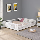 Twin Size Floor Bed with Door,Solid Wood Platform Bed Frame with Fence,Suitable for children,Pine W495123237