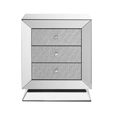 W 22 "X D 16.5" X H26.4 "Elegant Three Drawer Cabinet, Drawer Inlaid with Diamond Glass W1005P183000