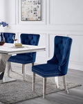 ZUN Contemporary Blue Color Flannelette 2pcs Side Chairs Button-Tufted Upholstered Dining Chairs B011P208975