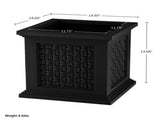 Outdoor Rattan Style Planter Box - 14.65-Inch Plant Pot, Black 34619346