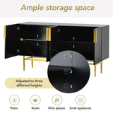 TREXM Modern Elegant 4-door Sideboard Gold Metal Handle Buffet Cabinet for Dining Room, Living Room, WF304382AAB