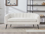 50.2'' Wide Upholstered Chenille Mini Loveseat Accent Couch, Modern Glam Small Settee with Metal W3118P397104
