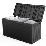 90gal Outdoor Garden Plastic Storage Deck Box Chest Tools Cushions Toys Lockable Seat 98858012