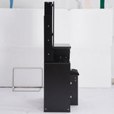 Small Size Left Bedside Cabinet Vanity Table Cushioned Stool, Extra Large Sliding Mirror, Multi W936P226030