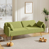 ZUN 70.47" Green Fabric Double Sofa with Split Backrest and Two Throw Pillows,Suitable for living room, W1658120161