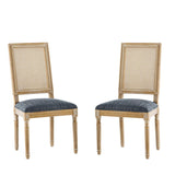 French Country Dining Chairs Elegant Cane Backrest & Upholstered Seats with Fluted Legs N767P263678H