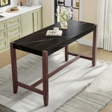 Counter Height Table, 47.5 Inch Faux Marble Finish Bar Dining Table, Modern Bar Tall Dining Table N752P269652B