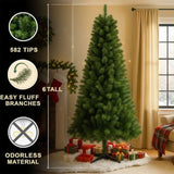 6FT Hinged Christmas Tree Artificial Plant Full PVC Branches with 582 Tips, 4-Leg Stand Indoor 86332101