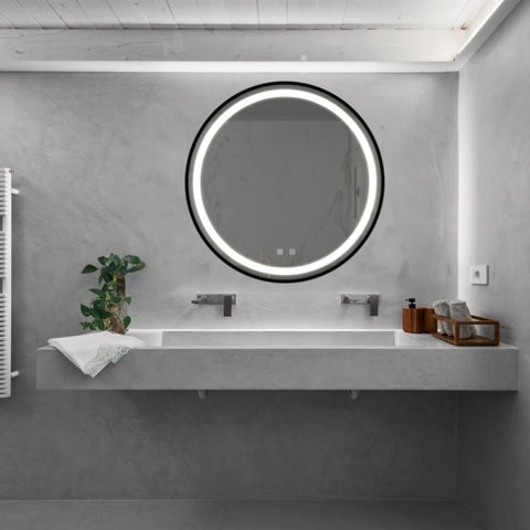 ZUN 24inch Bathroom Led Classy Vanity Mirror with focused backplane,Black aluminum alloy frame,High W1992P210838