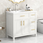 ZUN 36" Bathroom Vanity with Sink Top, Bathroom Vanity Cabinet with Two Doors and Three Drawers, Solid 24779551
