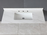 43 Inch Marble Vanity Top, White Vanity Top with Pre-drilled Faucet Holes, Bathroom Vanity Top with 02592659